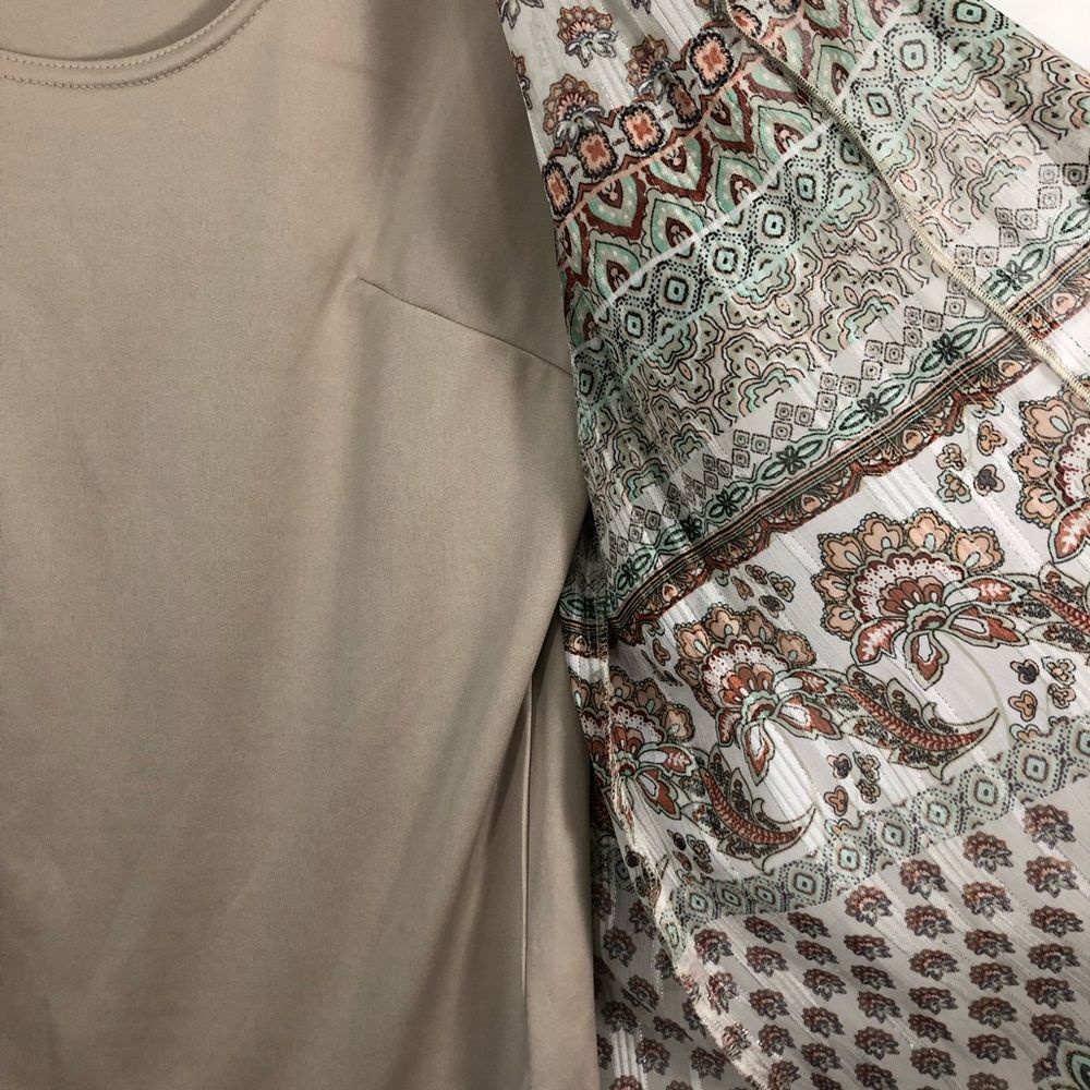 Sara Michelle Ladies Layered Boho Style Blouse Size Small Tan & Multicolored - Picture 6 of 9